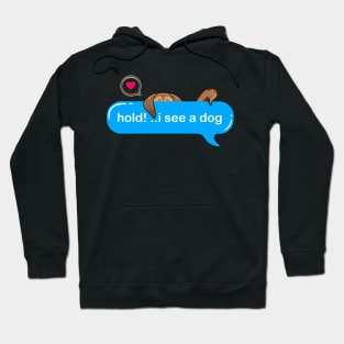 hold on i see a dog - Cute puppy hidding in text style Hoodie